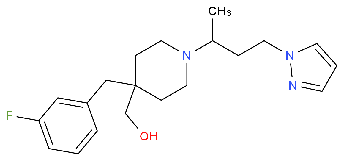 {4-(3-fluorobenzyl)-1-[1-methyl-3-(1H-pyrazol-1-yl)propyl]-4-piperidinyl}methanol_Molecular_structure_CAS_)