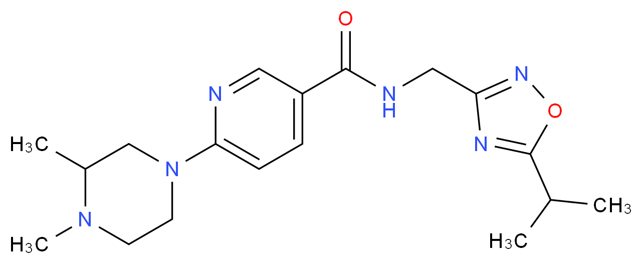 6-(3,4-dimethylpiperazin-1-yl)-N-[(5-isopropyl-1,2,4-oxadiazol-3-yl)methyl]nicotinamide_Molecular_structure_CAS_)
