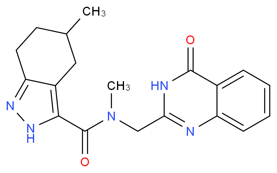 N,5-dimethyl-N-[(4-oxo-3,4-dihydro-2-quinazolinyl)methyl]-4,5,6,7-tetrahydro-2H-indazole-3-carboxamide_Molecular_structure_CAS_)