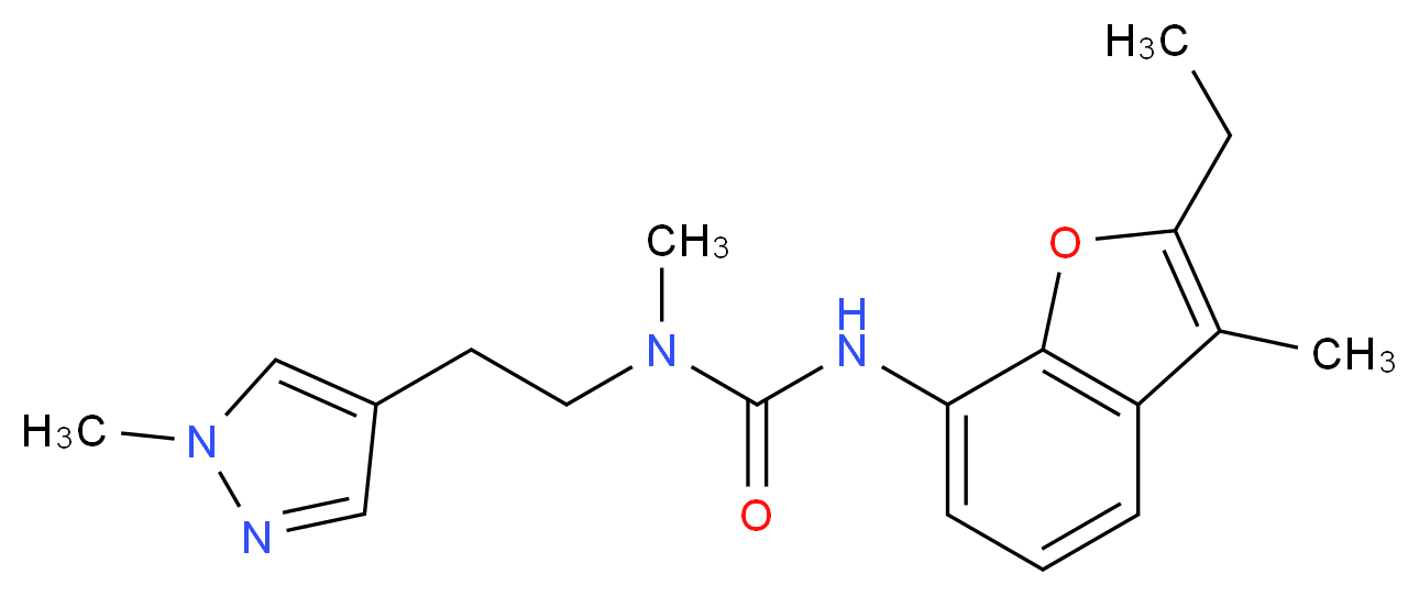 N'-(2-ethyl-3-methyl-1-benzofuran-7-yl)-N-methyl-N-[2-(1-methyl-1H-pyrazol-4-yl)ethyl]urea_Molecular_structure_CAS_)