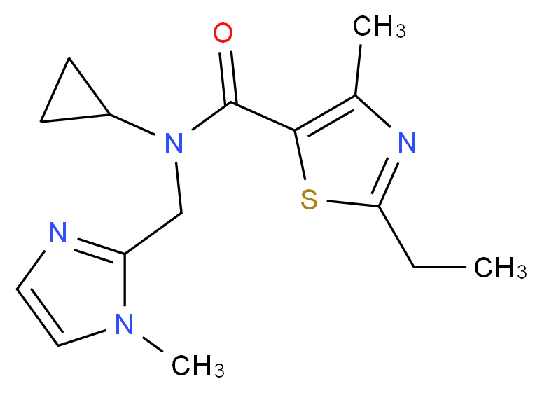 N-cyclopropyl-2-ethyl-4-methyl-N-[(1-methyl-1H-imidazol-2-yl)methyl]-1,3-thiazole-5-carboxamide_Molecular_structure_CAS_)