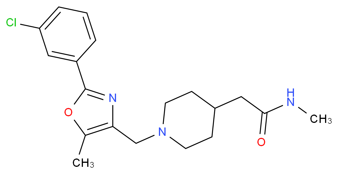 2-(1-{[2-(3-chlorophenyl)-5-methyl-1,3-oxazol-4-yl]methyl}piperidin-4-yl)-N-methylacetamide_Molecular_structure_CAS_)