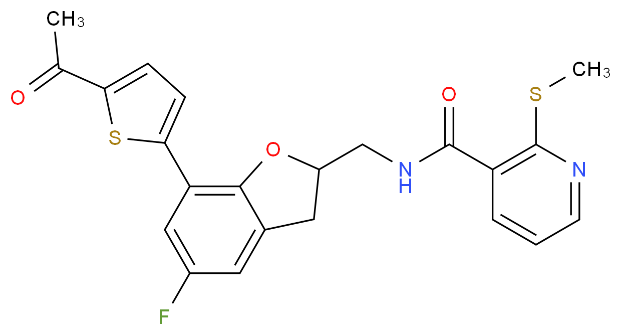 N-{[7-(5-acetyl-2-thienyl)-5-fluoro-2,3-dihydro-1-benzofuran-2-yl]methyl}-2-(methylthio)nicotinamide_Molecular_structure_CAS_)