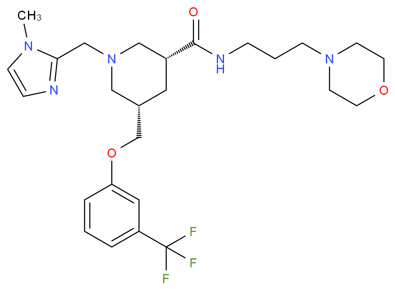 (3R,5S)-1-[(1-methyl-1H-imidazol-2-yl)methyl]-N-[3-(4-morpholinyl)propyl]-5-{[3-(trifluoromethyl)phenoxy]methyl}-3-piperidinecarboxamide_Molecular_structure_CAS_)