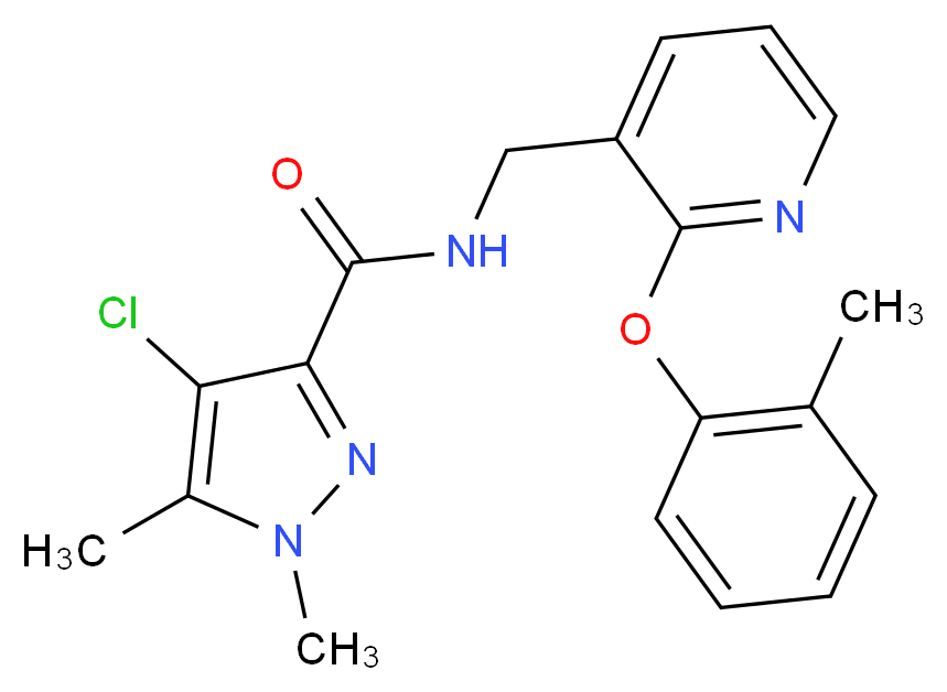 4-chloro-1,5-dimethyl-N-{[2-(2-methylphenoxy)pyridin-3-yl]methyl}-1H-pyrazole-3-carboxamide_Molecular_structure_CAS_)