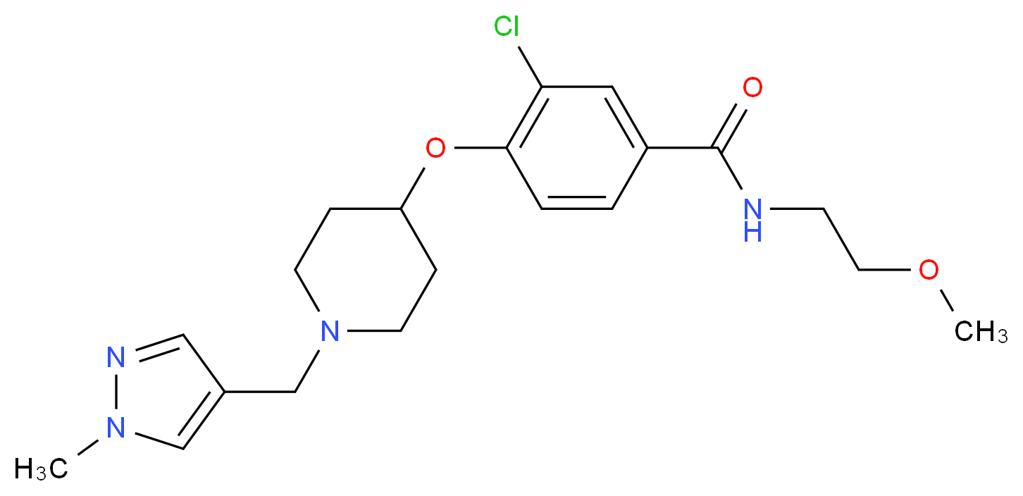 3-chloro-N-(2-methoxyethyl)-4-({1-[(1-methyl-1H-pyrazol-4-yl)methyl]-4-piperidinyl}oxy)benzamide_Molecular_structure_CAS_)
