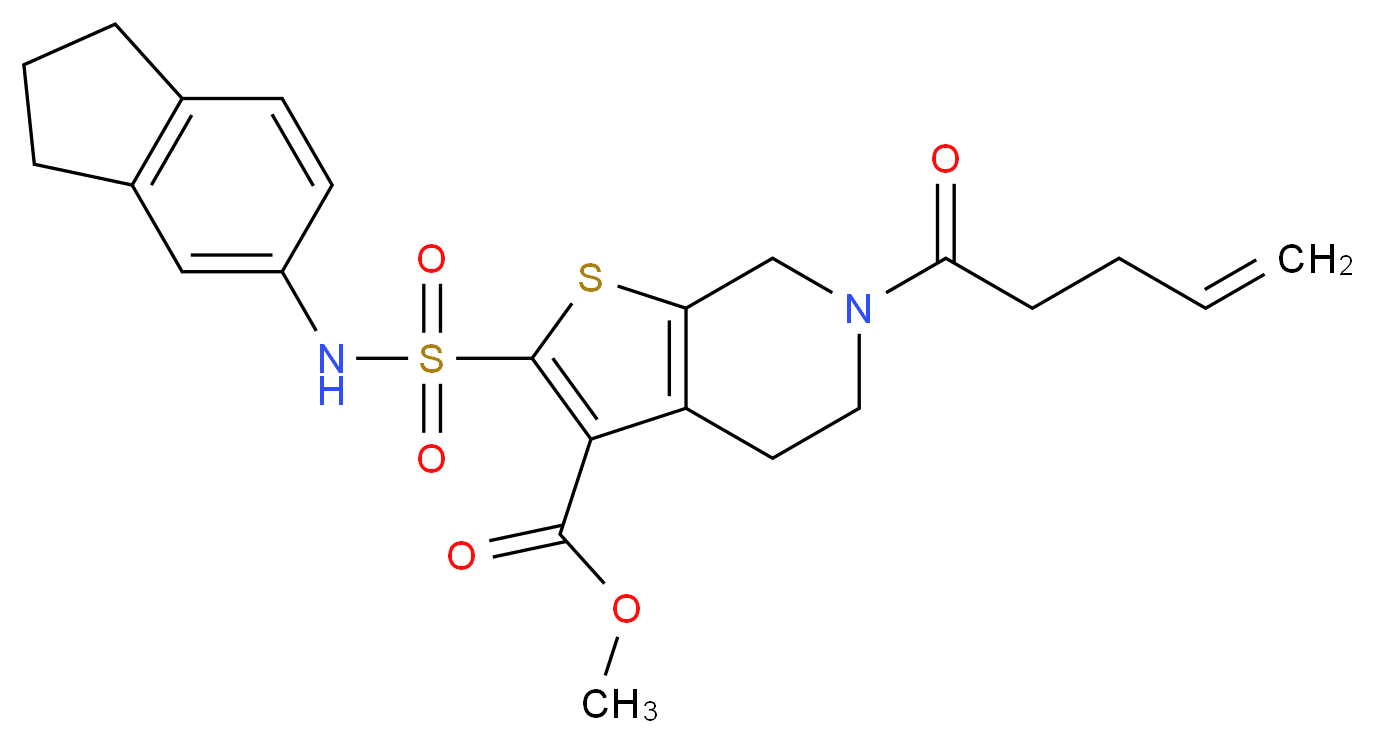 methyl 2-[(2,3-dihydro-1H-inden-5-ylamino)sulfonyl]-6-(4-pentenoyl)-4,5,6,7-tetrahydrothieno[2,3-c]pyridine-3-carboxylate_Molecular_structure_CAS_)