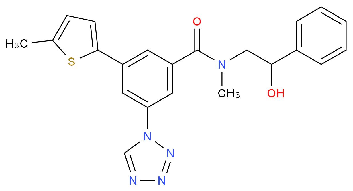 N-(2-hydroxy-2-phenylethyl)-N-methyl-3-(5-methyl-2-thienyl)-5-(1H-tetrazol-1-yl)benzamide_Molecular_structure_CAS_)