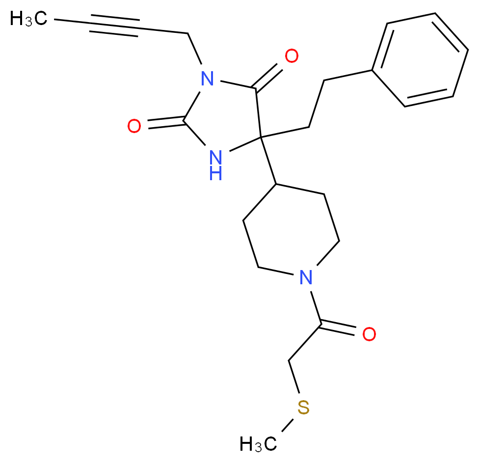 3-(2-butyn-1-yl)-5-{1-[(methylthio)acetyl]-4-piperidinyl}-5-(2-phenylethyl)-2,4-imidazolidinedione_Molecular_structure_CAS_)