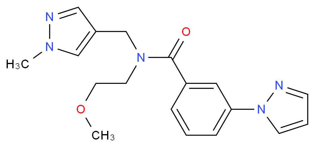 N-(2-methoxyethyl)-N-[(1-methyl-1H-pyrazol-4-yl)methyl]-3-(1H-pyrazol-1-yl)benzamide_Molecular_structure_CAS_)