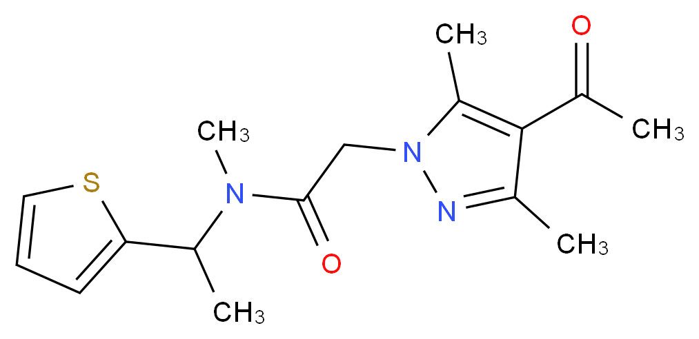 2-(4-acetyl-3,5-dimethyl-1H-pyrazol-1-yl)-N-methyl-N-[1-(2-thienyl)ethyl]acetamide_Molecular_structure_CAS_)
