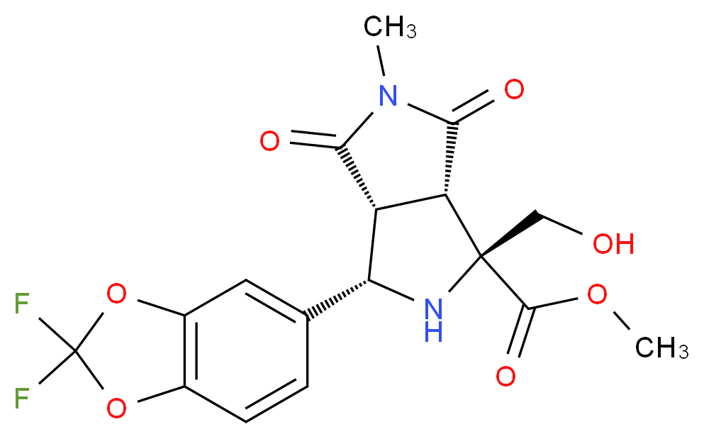 methyl (1S*,3S*,3aR*,6aS*)-3-(2,2-difluoro-1,3-benzodioxol-5-yl)-1-(hydroxymethyl)-5-methyl-4,6-dioxooctahydropyrrolo[3,4-c]pyrrole-1-carboxylate_Molecular_structure_CAS_)