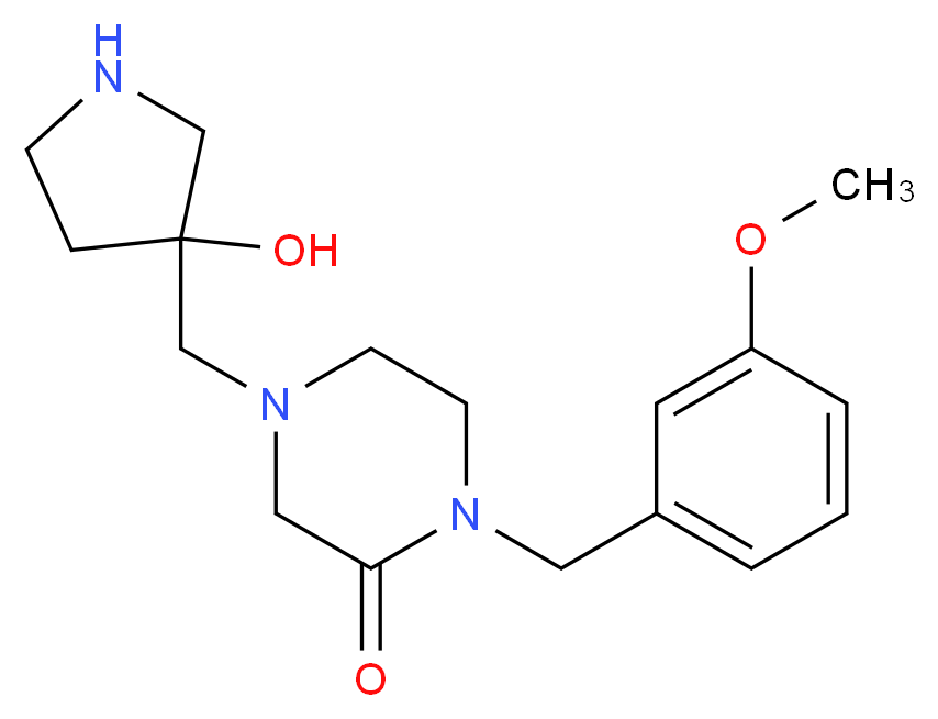 4-[(3-hydroxypyrrolidin-3-yl)methyl]-1-(3-methoxybenzyl)piperazin-2-one_Molecular_structure_CAS_)