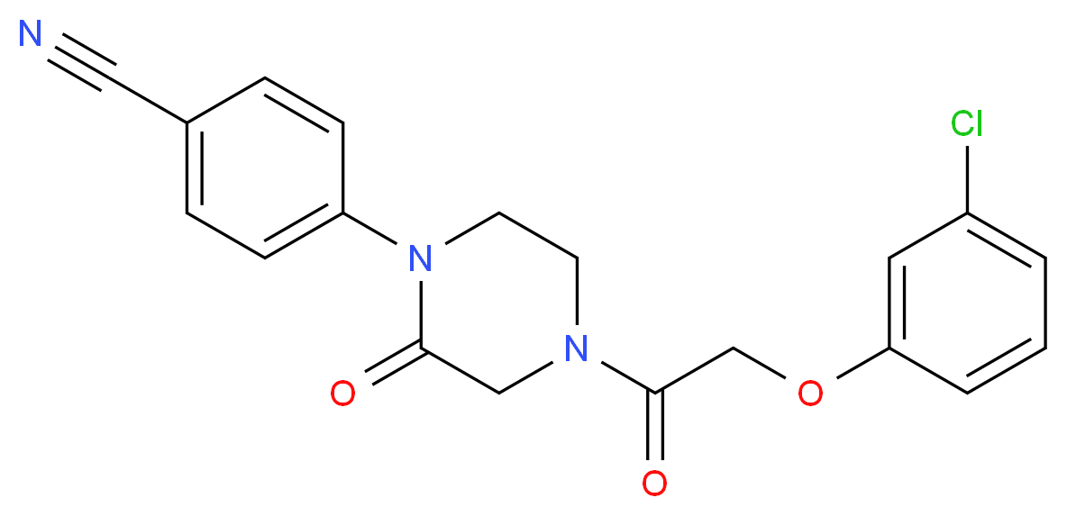 4-{4-[(3-chlorophenoxy)acetyl]-2-oxo-1-piperazinyl}benzonitrile_Molecular_structure_CAS_)