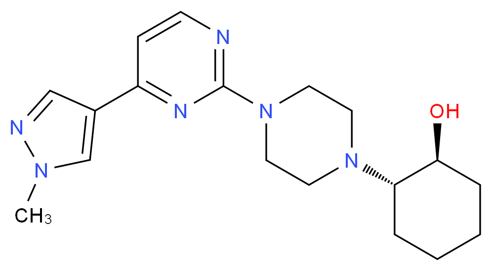 trans-2-{4-[4-(1-methyl-1H-pyrazol-4-yl)pyrimidin-2-yl]piperazin-1-yl}cyclohexanol_Molecular_structure_CAS_)
