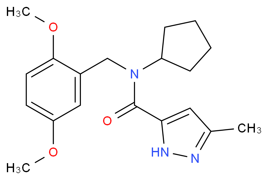 N-cyclopentyl-N-(2,5-dimethoxybenzyl)-3-methyl-1H-pyrazole-5-carboxamide_Molecular_structure_CAS_)