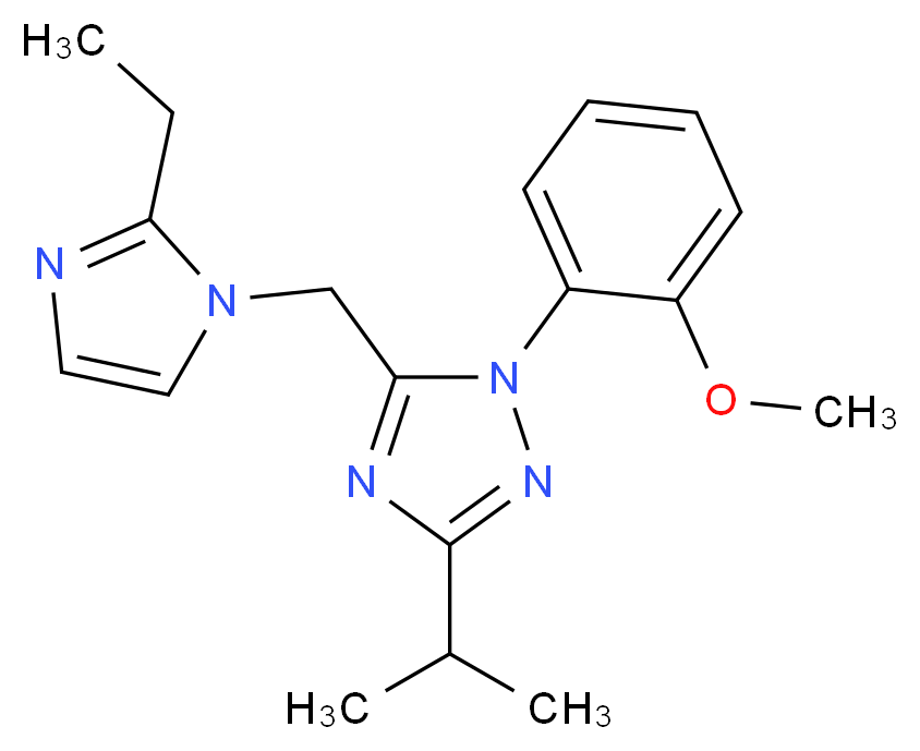 5-[(2-ethyl-1H-imidazol-1-yl)methyl]-3-isopropyl-1-(2-methoxyphenyl)-1H-1,2,4-triazole_Molecular_structure_CAS_)