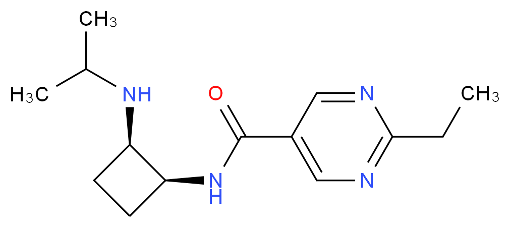 2-ethyl-N-[(1S*,2R*)-2-(isopropylamino)cyclobutyl]-5-pyrimidinecarboxamide_Molecular_structure_CAS_)