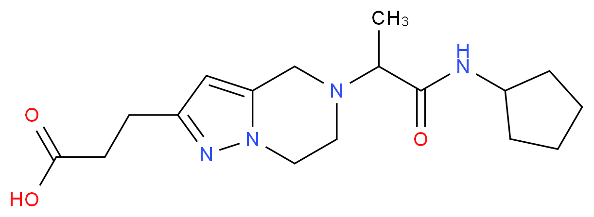 3-{5-[2-(cyclopentylamino)-1-methyl-2-oxoethyl]-4,5,6,7-tetrahydropyrazolo[1,5-a]pyrazin-2-yl}propanoic acid_Molecular_structure_CAS_)