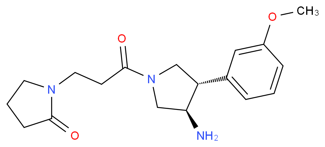 1-{3-[(3R*,4S*)-3-amino-4-(3-methoxyphenyl)-1-pyrrolidinyl]-3-oxopropyl}-2-pyrrolidinone_Molecular_structure_CAS_)