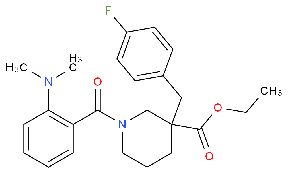 ethyl 1-[2-(dimethylamino)benzoyl]-3-(4-fluorobenzyl)-3-piperidinecarboxylate_Molecular_structure_CAS_)
