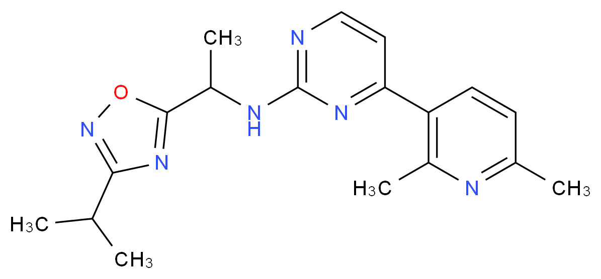 4-(2,6-dimethylpyridin-3-yl)-N-[1-(3-isopropyl-1,2,4-oxadiazol-5-yl)ethyl]pyrimidin-2-amine_Molecular_structure_CAS_)