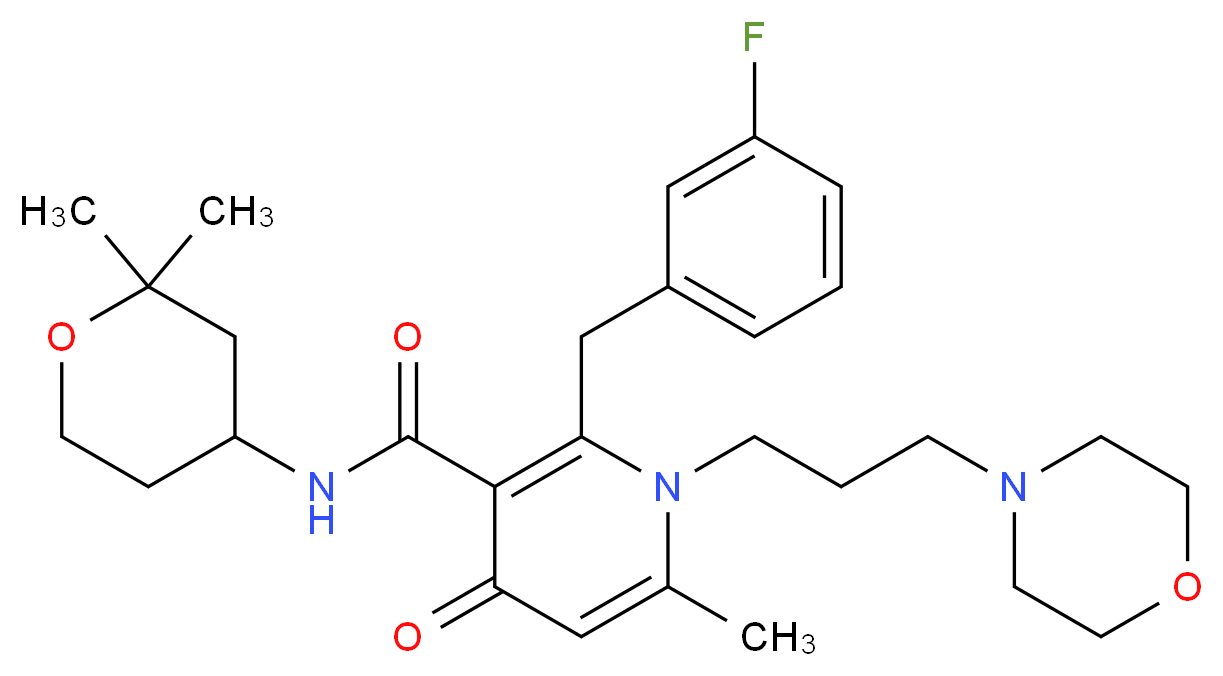 N-(2,2-dimethyltetrahydro-2H-pyran-4-yl)-2-(3-fluorobenzyl)-6-methyl-1-[3-(4-morpholinyl)propyl]-4-oxo-1,4-dihydro-3-pyridinecarboxamide_Molecular_structure_CAS_)