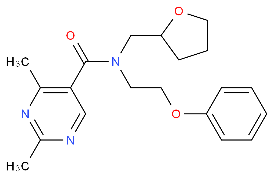 2,4-dimethyl-N-(2-phenoxyethyl)-N-(tetrahydrofuran-2-ylmethyl)pyrimidine-5-carboxamide_Molecular_structure_CAS_)