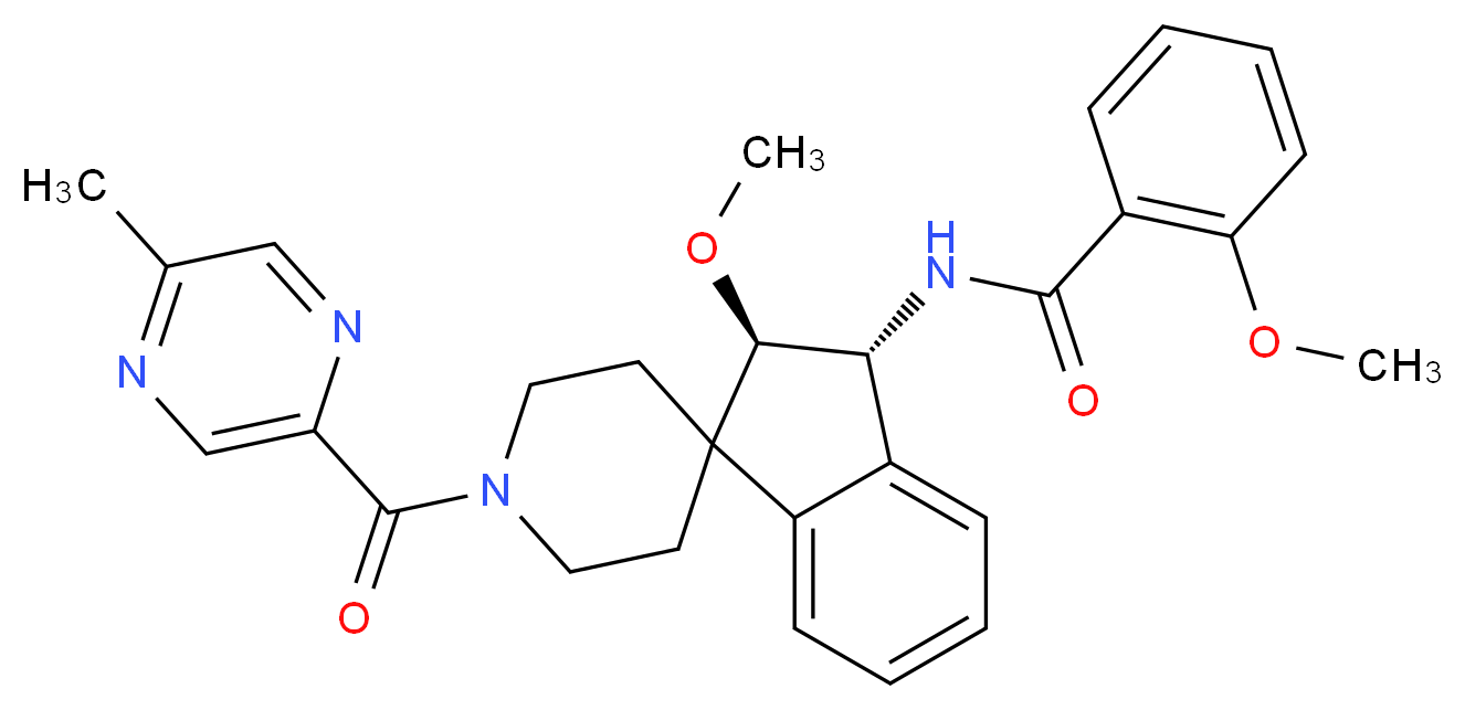 2-methoxy-N-{(2R*,3R*)-2-methoxy-1'-[(5-methyl-2-pyrazinyl)carbonyl]-2,3-dihydrospiro[indene-1,4'-piperidin]-3-yl}benzamide_Molecular_structure_CAS_)