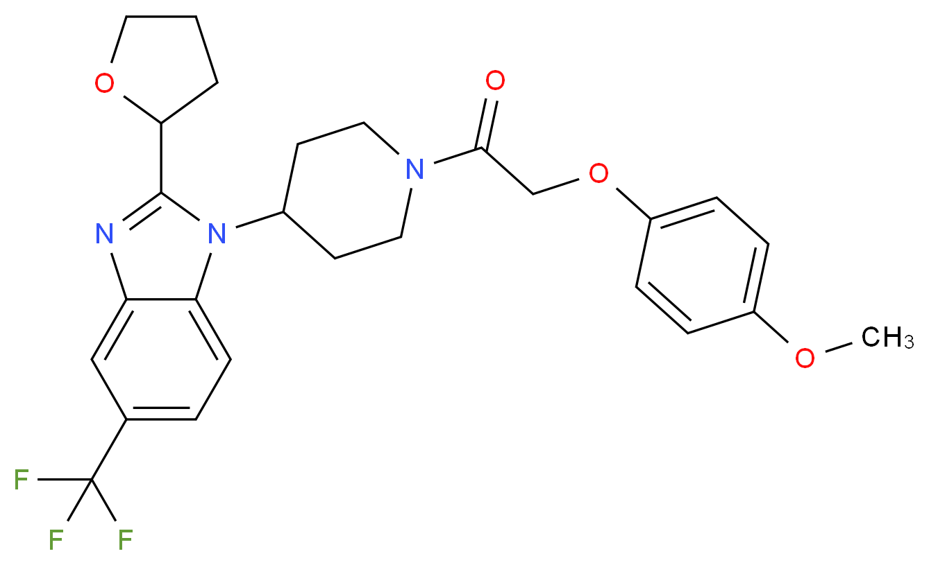 1-{1-[(4-methoxyphenoxy)acetyl]-4-piperidinyl}-2-(tetrahydro-2-furanyl)-5-(trifluoromethyl)-1H-benzimidazole_Molecular_structure_CAS_)