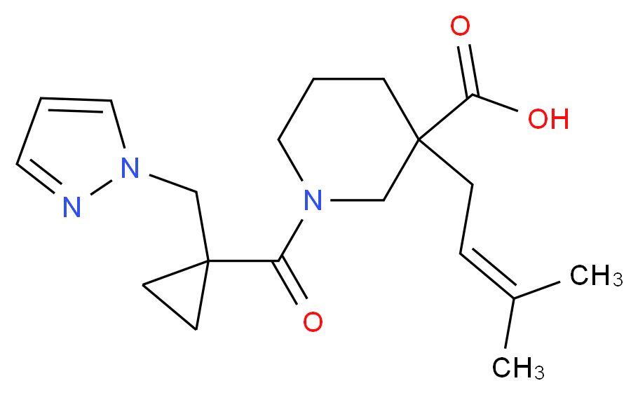 3-(3-methyl-2-buten-1-yl)-1-{[1-(1H-pyrazol-1-ylmethyl)cyclopropyl]carbonyl}-3-piperidinecarboxylic acid_Molecular_structure_CAS_)