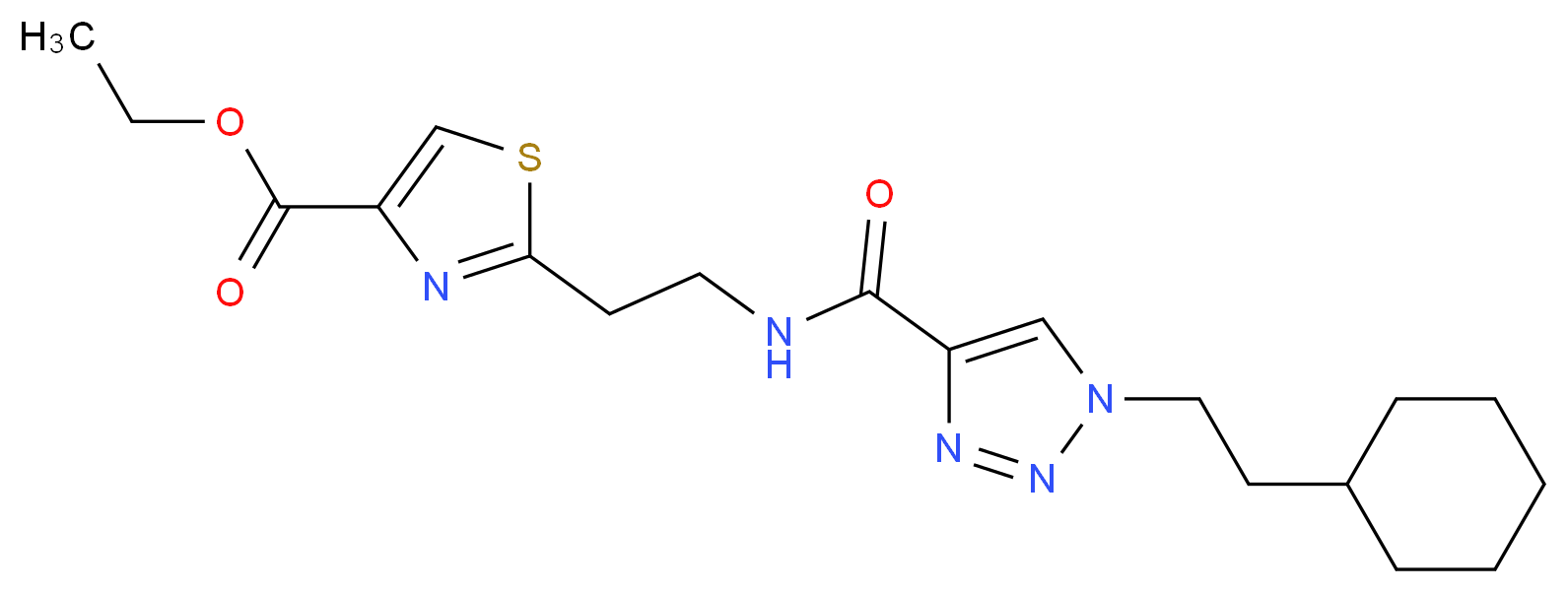 ethyl 2-[2-({[1-(2-cyclohexylethyl)-1H-1,2,3-triazol-4-yl]carbonyl}amino)ethyl]-1,3-thiazole-4-carboxylate_Molecular_structure_CAS_)