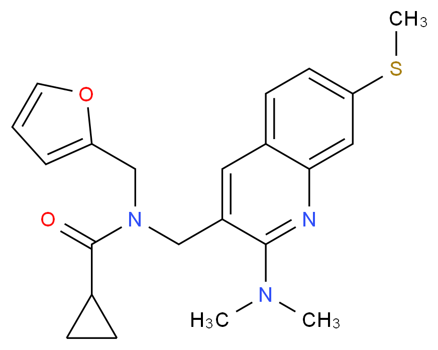 N-{[2-(dimethylamino)-7-(methylthio)-3-quinolinyl]methyl}-N-(2-furylmethyl)cyclopropanecarboxamide_Molecular_structure_CAS_)