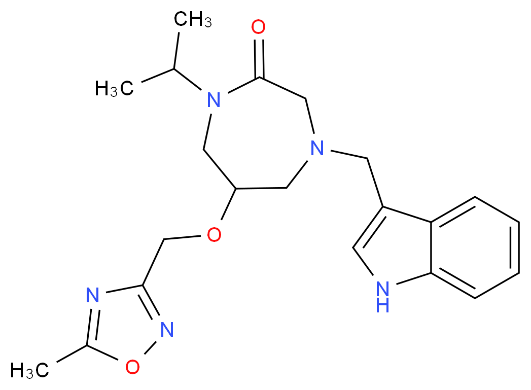 4-(1H-indol-3-ylmethyl)-1-isopropyl-6-[(5-methyl-1,2,4-oxadiazol-3-yl)methoxy]-1,4-diazepan-2-one_Molecular_structure_CAS_)