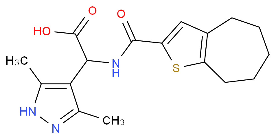 (3,5-dimethyl-1H-pyrazol-4-yl)[(5,6,7,8-tetrahydro-4H-cyclohepta[b]thien-2-ylcarbonyl)amino]acetic acid_Molecular_structure_CAS_)