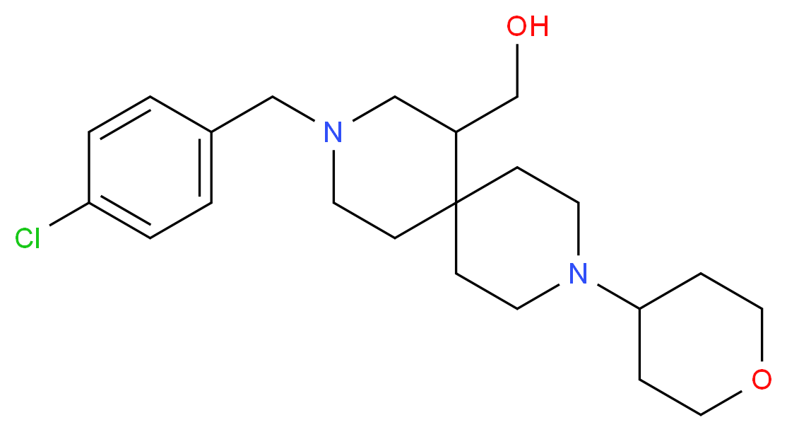 [3-(4-chlorobenzyl)-9-(tetrahydro-2H-pyran-4-yl)-3,9-diazaspiro[5.5]undec-1-yl]methanol_Molecular_structure_CAS_)