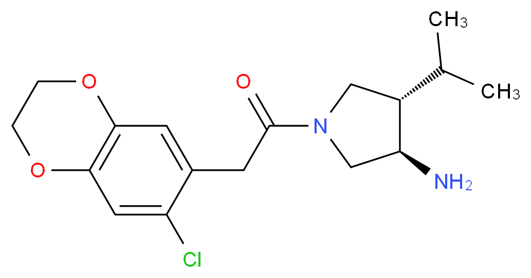 (3R*,4S*)-1-[(7-chloro-2,3-dihydro-1,4-benzodioxin-6-yl)acetyl]-4-isopropyl-3-pyrrolidinamine_Molecular_structure_CAS_)