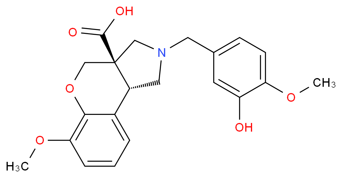 (3aR*,9bR*)-2-(3-hydroxy-4-methoxybenzyl)-6-methoxy-1,2,3,9b-tetrahydrochromeno[3,4-c]pyrrole-3a(4H)-carboxylic acid_Molecular_structure_CAS_)