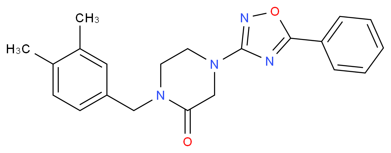 1-(3,4-dimethylbenzyl)-4-(5-phenyl-1,2,4-oxadiazol-3-yl)-2-piperazinone_Molecular_structure_CAS_)