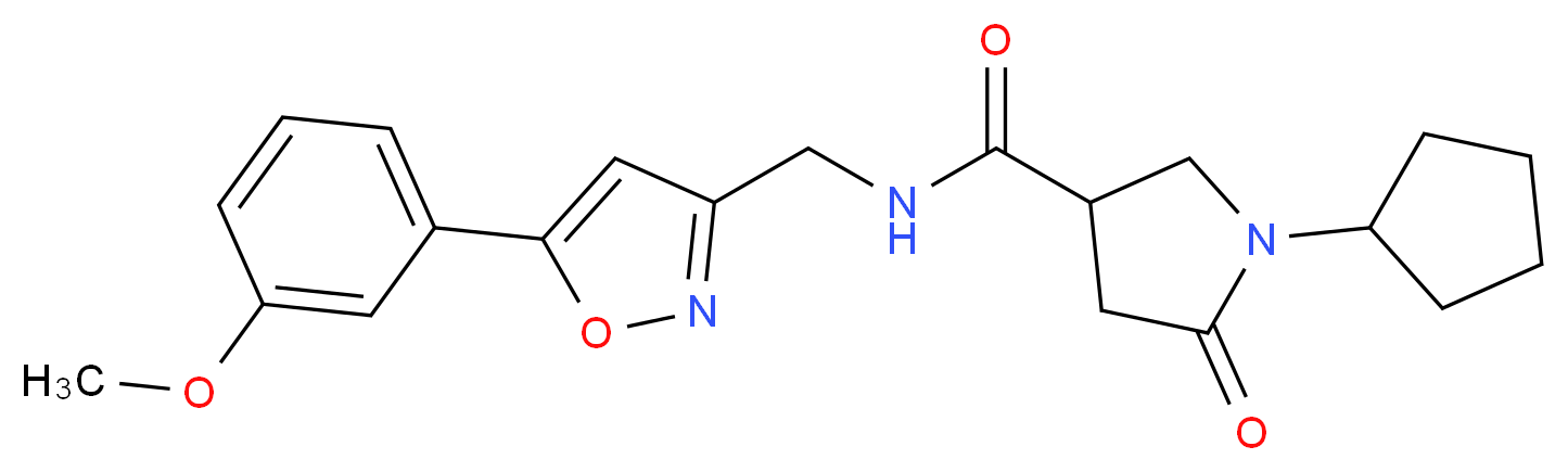 1-cyclopentyl-N-{[5-(3-methoxyphenyl)-3-isoxazolyl]methyl}-5-oxo-3-pyrrolidinecarboxamide_Molecular_structure_CAS_)