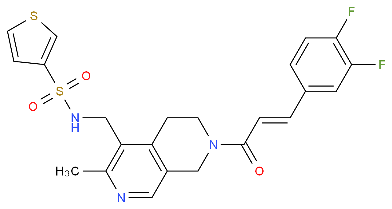 N-({7-[(2E)-3-(3,4-difluorophenyl)-2-propenoyl]-3-methyl-5,6,7,8-tetrahydro-2,7-naphthyridin-4-yl}methyl)-3-thiophenesulfonamide_Molecular_structure_CAS_)