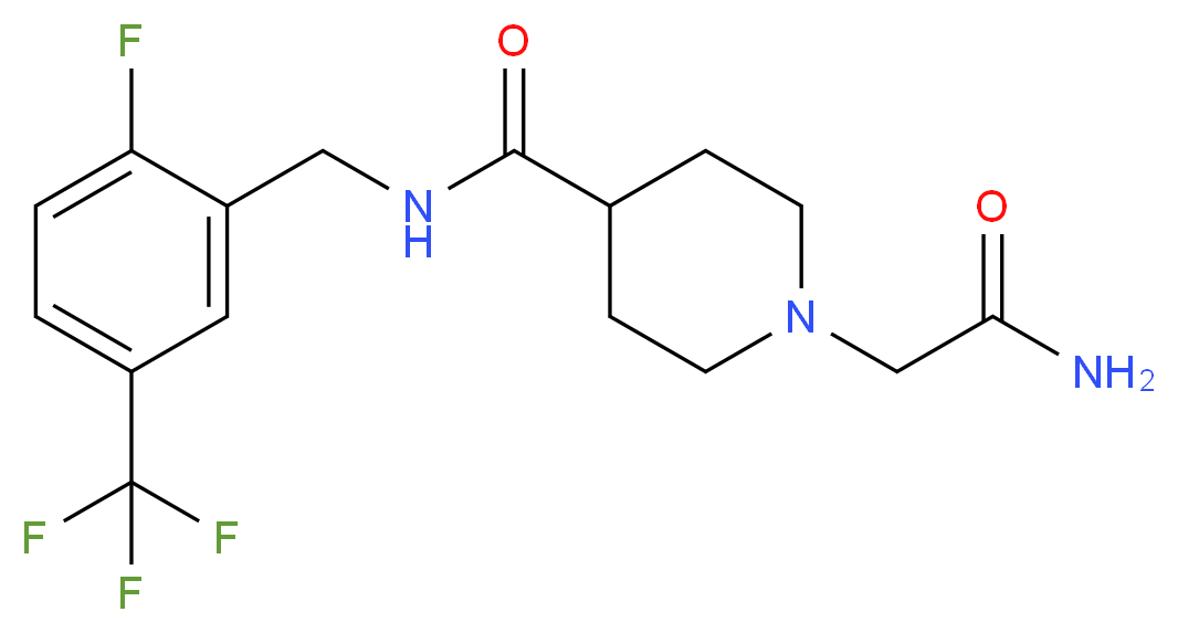 1-(2-amino-2-oxoethyl)-N-[2-fluoro-5-(trifluoromethyl)benzyl]piperidine-4-carboxamide_Molecular_structure_CAS_)