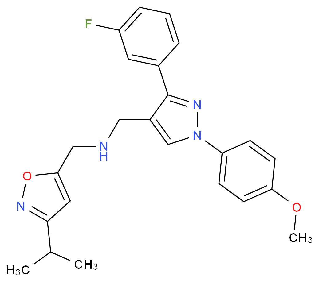 1-[3-(3-fluorophenyl)-1-(4-methoxyphenyl)-1H-pyrazol-4-yl]-N-[(3-isopropyl-5-isoxazolyl)methyl]methanamine_Molecular_structure_CAS_)