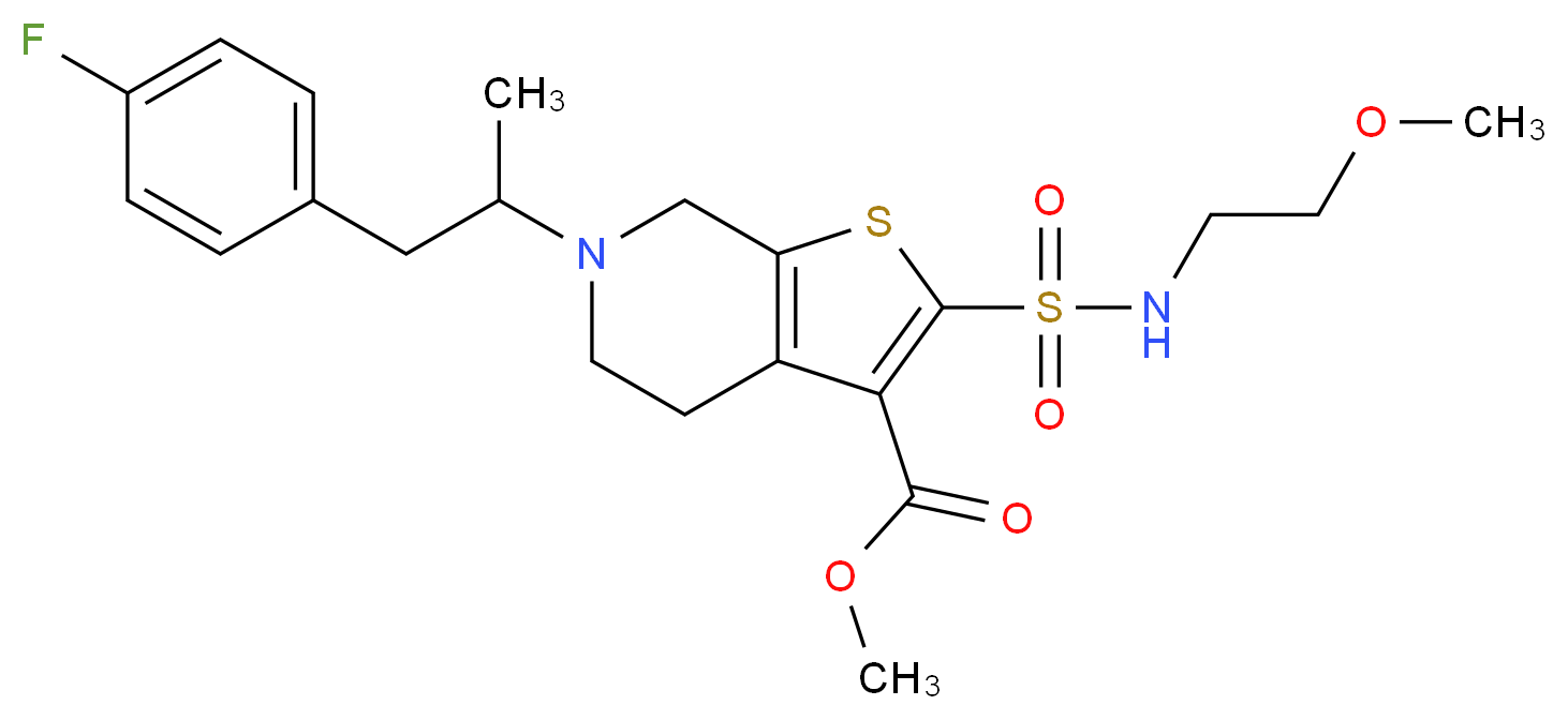 methyl 6-[2-(4-fluorophenyl)-1-methylethyl]-2-{[(2-methoxyethyl)amino]sulfonyl}-4,5,6,7-tetrahydrothieno[2,3-c]pyridine-3-carboxylate_Molecular_structure_CAS_)