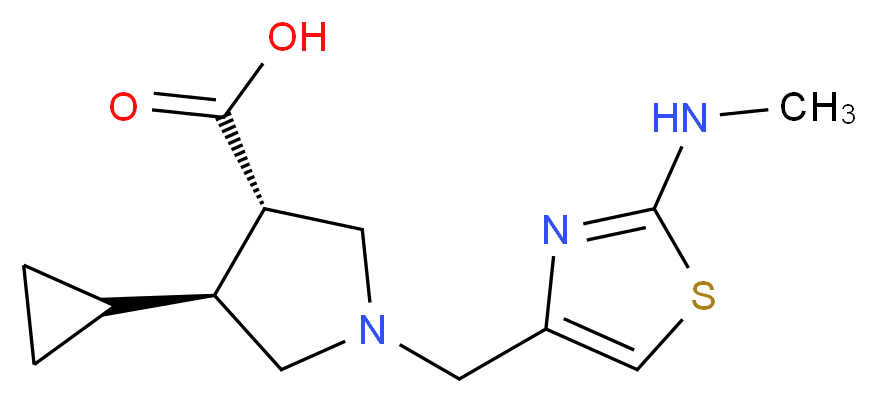 (3S*,4S*)-4-cyclopropyl-1-{[2-(methylamino)-1,3-thiazol-4-yl]methyl}pyrrolidine-3-carboxylic acid_Molecular_structure_CAS_)