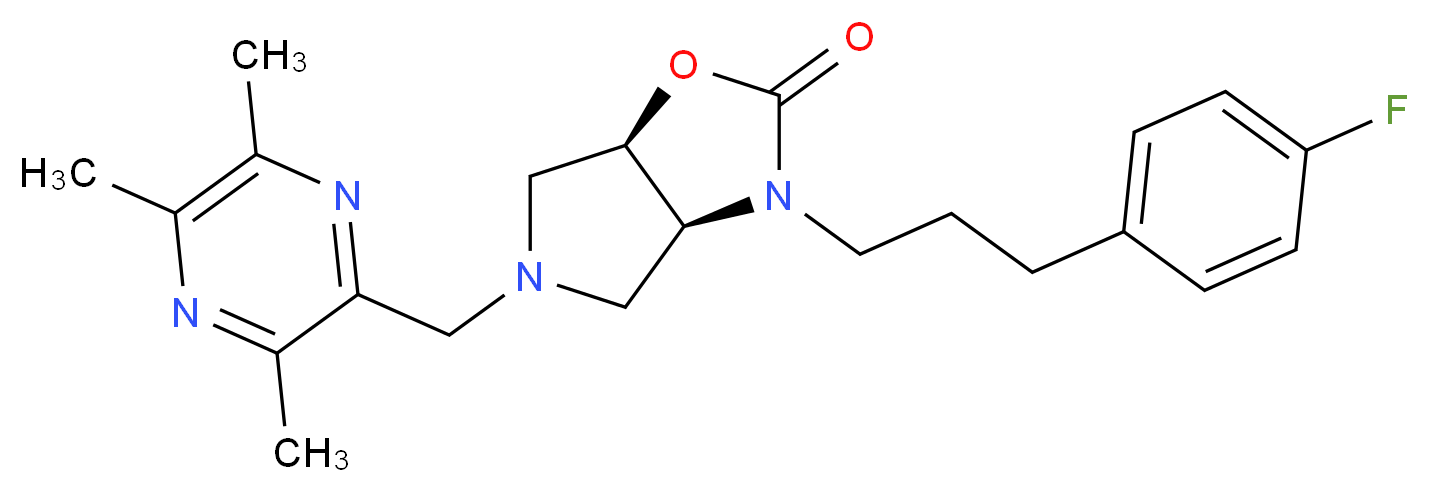 (3aS*,6aR*)-3-[3-(4-fluorophenyl)propyl]-5-[(3,5,6-trimethyl-2-pyrazinyl)methyl]hexahydro-2H-pyrrolo[3,4-d][1,3]oxazol-2-one_Molecular_structure_CAS_)