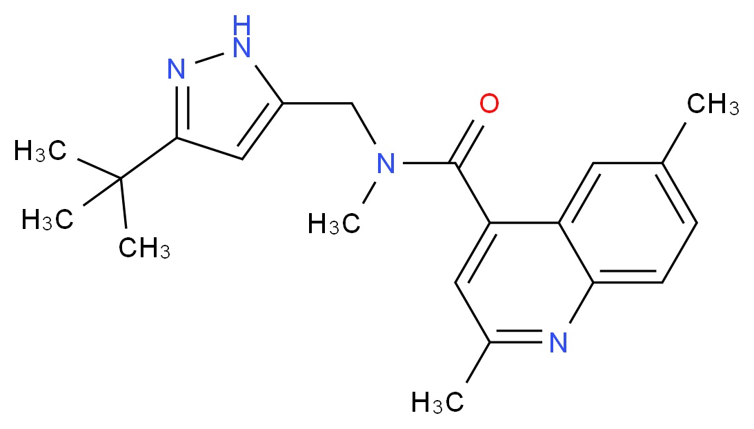 N-[(3-tert-butyl-1H-pyrazol-5-yl)methyl]-N,2,6-trimethyl-4-quinolinecarboxamide_Molecular_structure_CAS_)