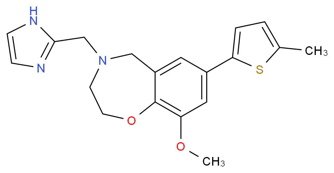 4-(1H-imidazol-2-ylmethyl)-9-methoxy-7-(5-methyl-2-thienyl)-2,3,4,5-tetrahydro-1,4-benzoxazepine_Molecular_structure_CAS_)