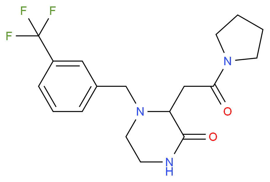 3-[2-oxo-2-(1-pyrrolidinyl)ethyl]-4-[3-(trifluoromethyl)benzyl]-2-piperazinone_Molecular_structure_CAS_)
