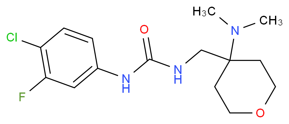 N-(4-chloro-3-fluorophenyl)-N'-{[4-(dimethylamino)tetrahydro-2H-pyran-4-yl]methyl}urea_Molecular_structure_CAS_)